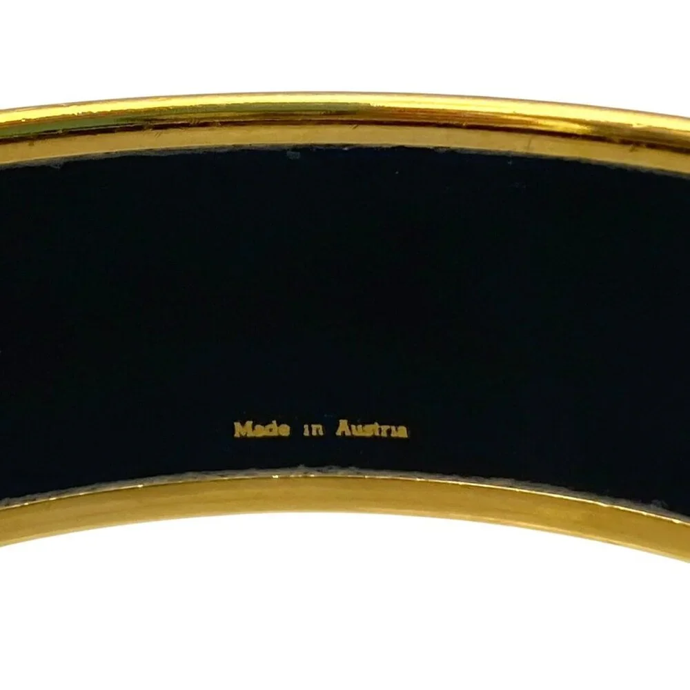 Hermes Tiger Bangle Bracelet Cloisonne Enamel Blue Gold Vintage Size 65 RARE! - Picture 6 of 9
